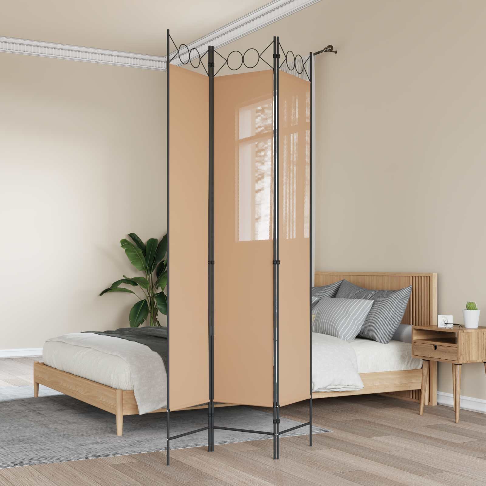 vidaXL 3-панелен параван Бежово 120 x 220 cm Текстил