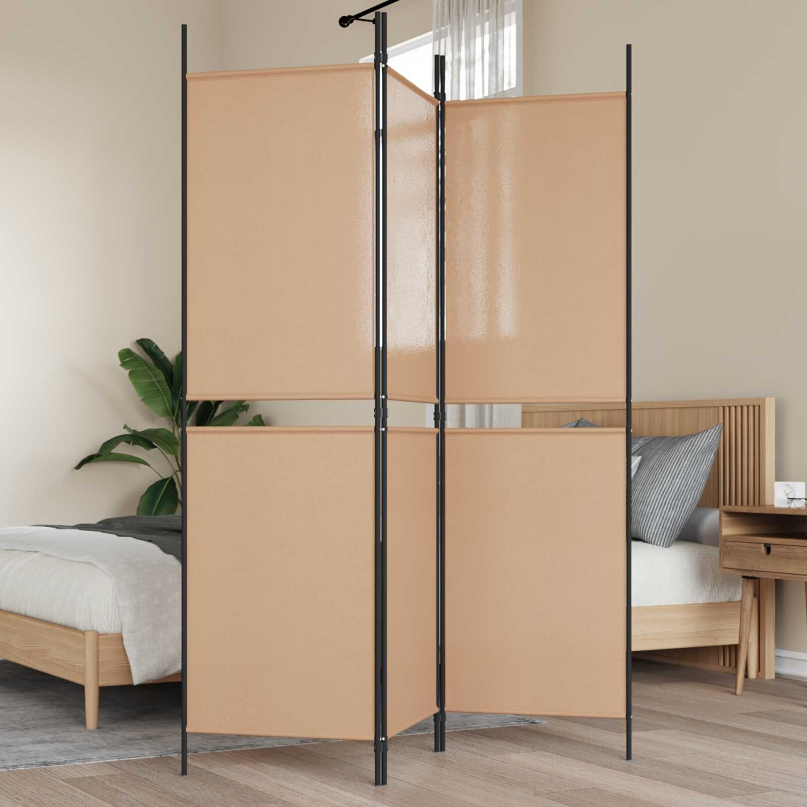 vidaXL 3-панелен параван Бежово 150 x 180 cm Текстил