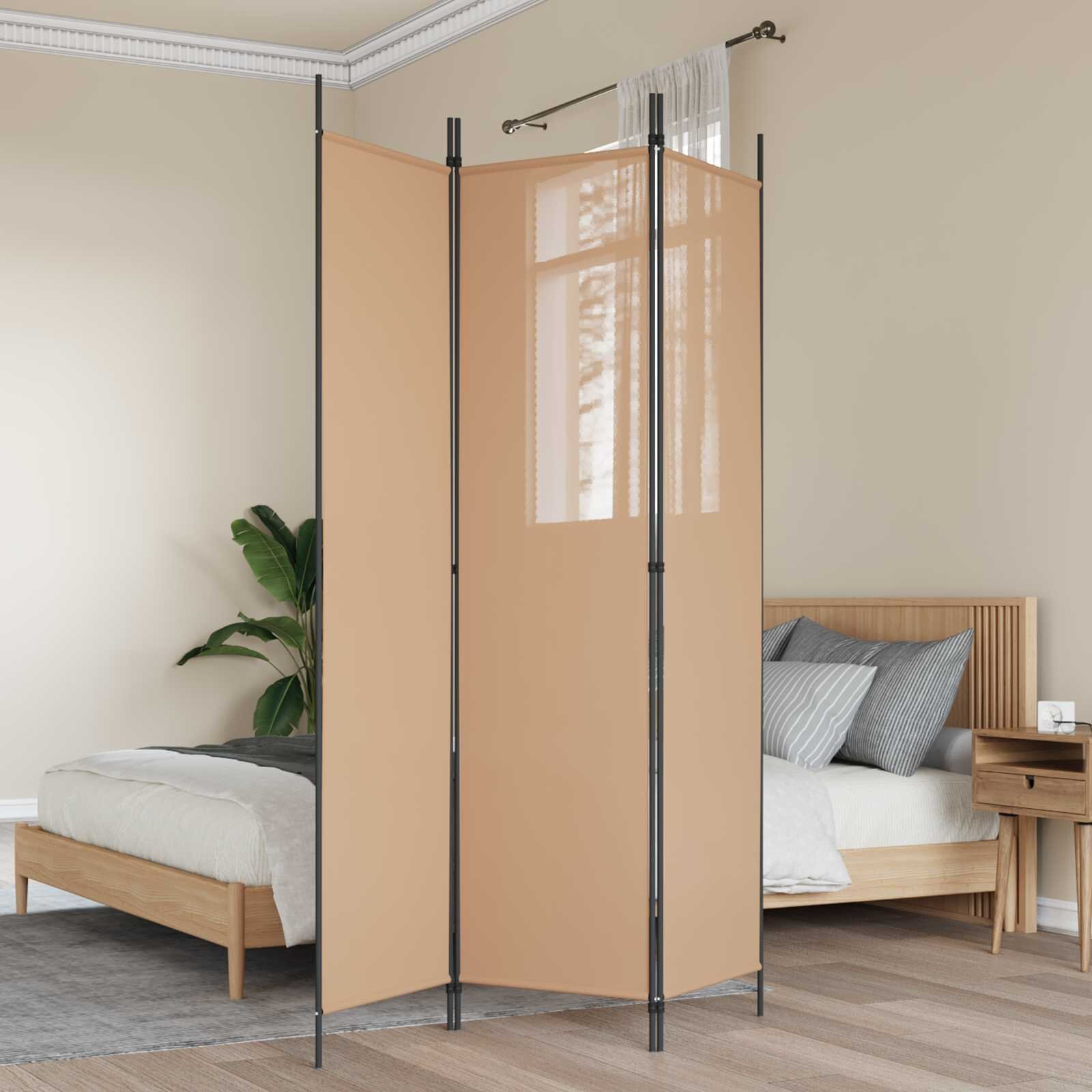 vidaXL 3-панелен параван Бежово 150 x 200 cm Текстил