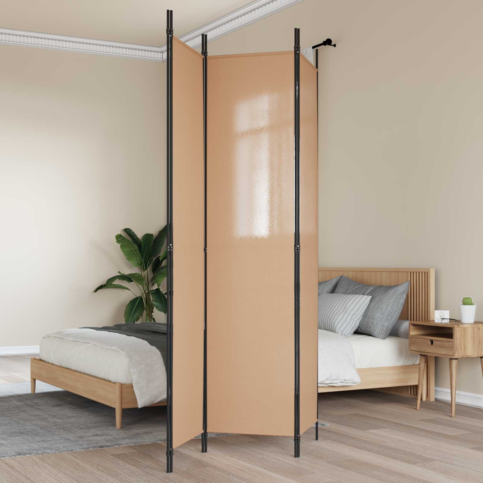 vidaXL 3-панелен параван Бежово 150 x 220 cm Текстил