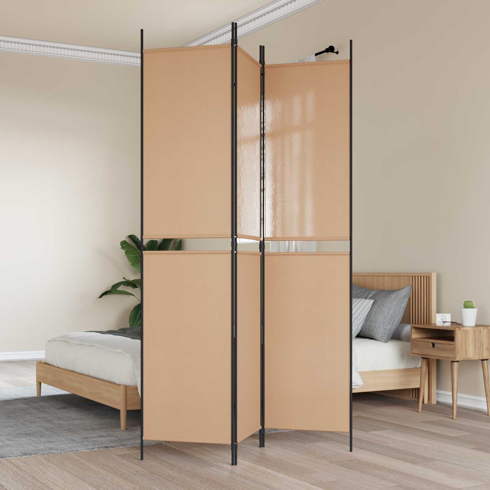 vidaXL 3-панелен параван Бежово 150 x 220 cm Текстил