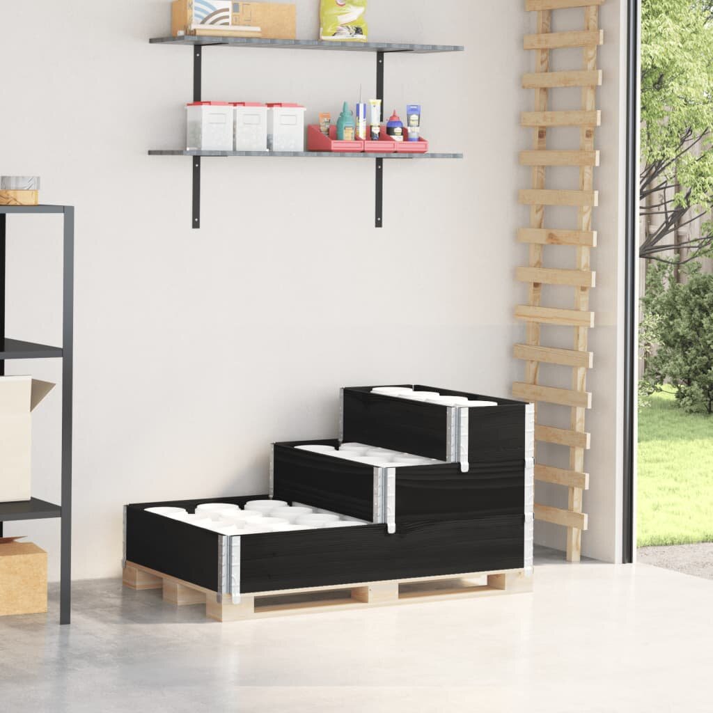 vidaXL 3-степенна повдигната леха черна 120x80 см бор масив
