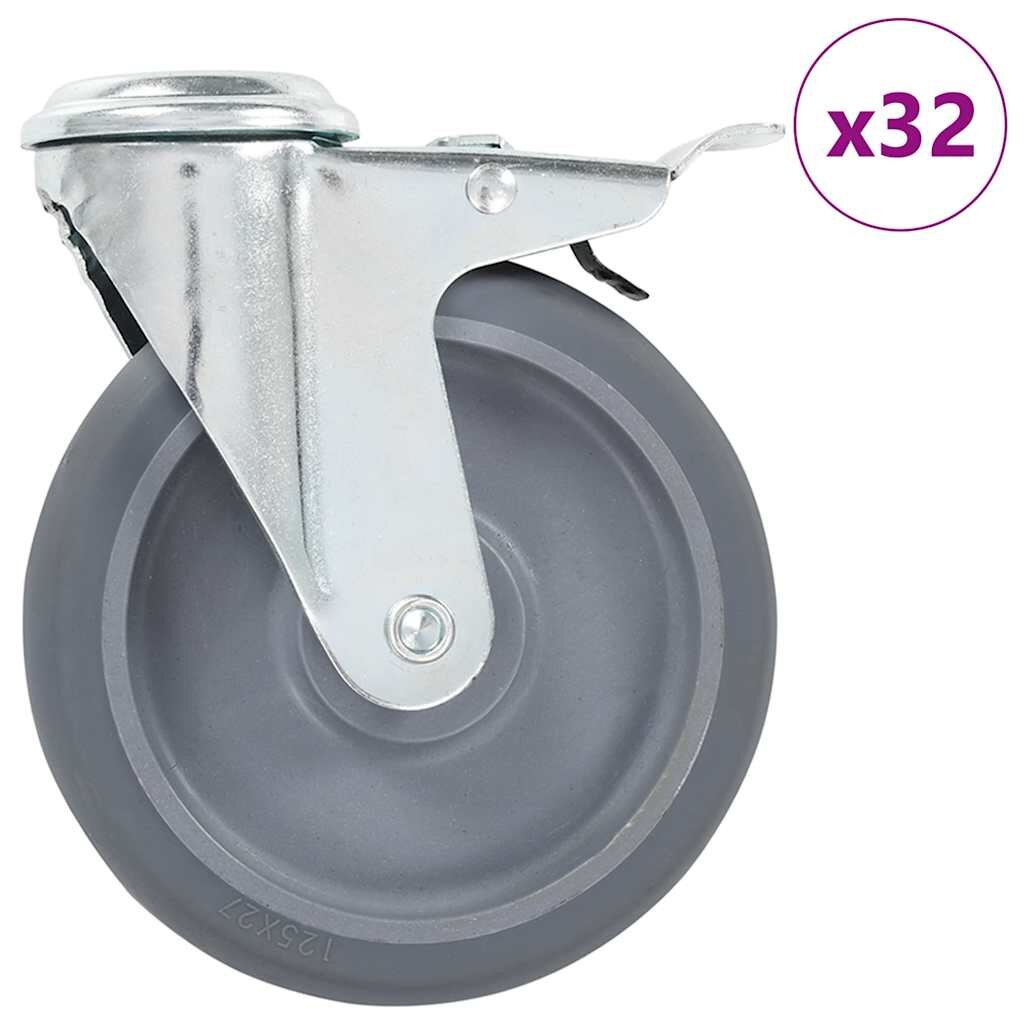 vidaXL 32 бр въртящи се колела с отвори за болт 125 мм