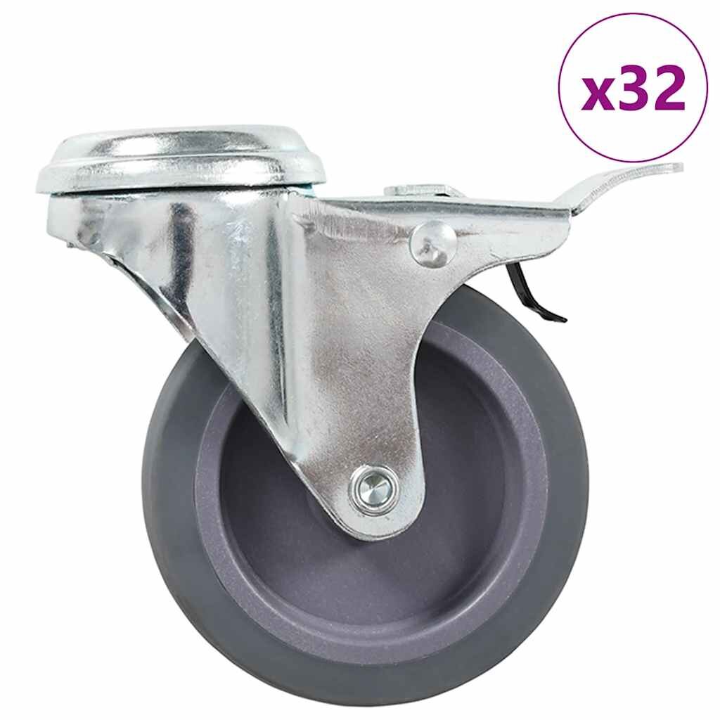 vidaXL 32 бр въртящи се колела с отвори за болт 75 мм