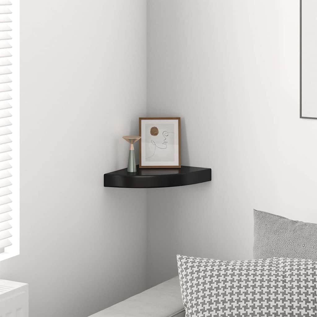 vidaXL 323889 Floating Corner Shelf High Gloss Black 25x25x38 cm MDF