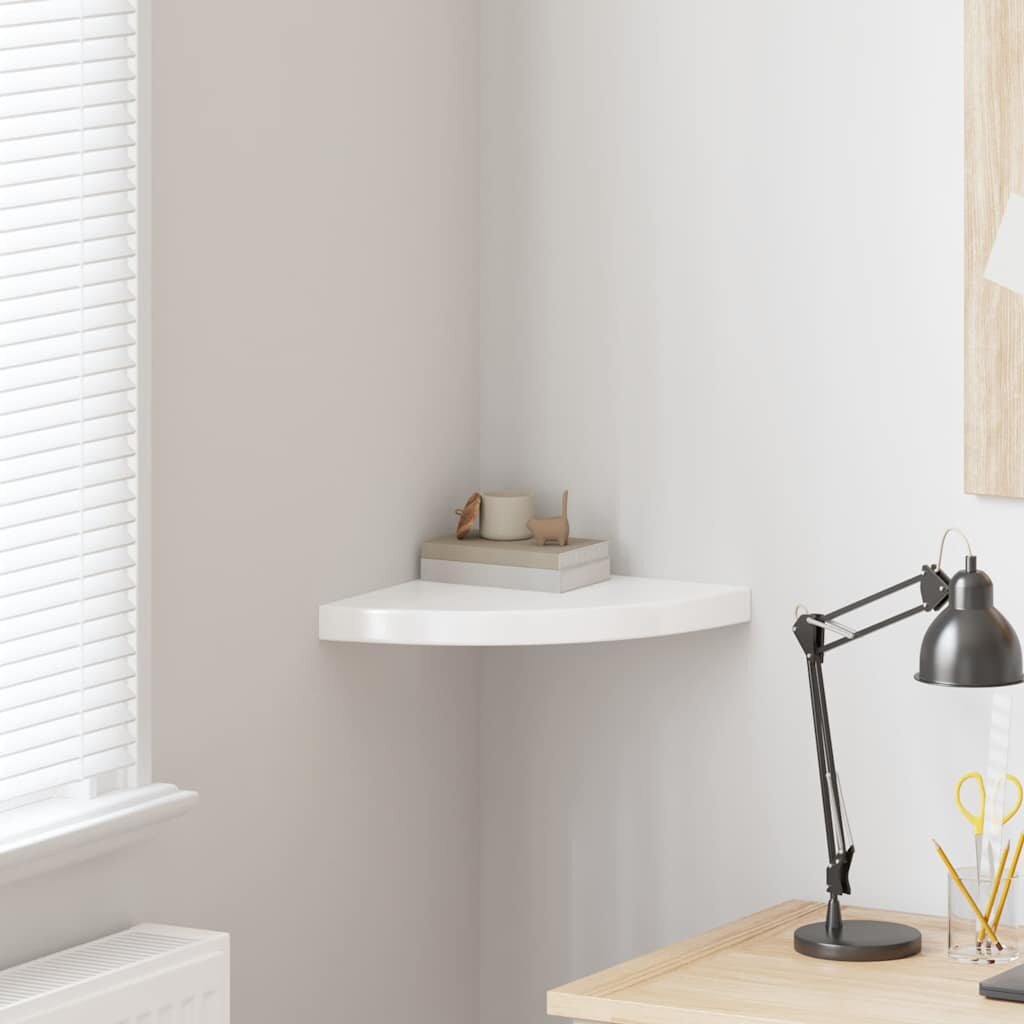 vidaXL 323907 Floating Corner Shelf High Gloss White 35x35x38 cm MDF