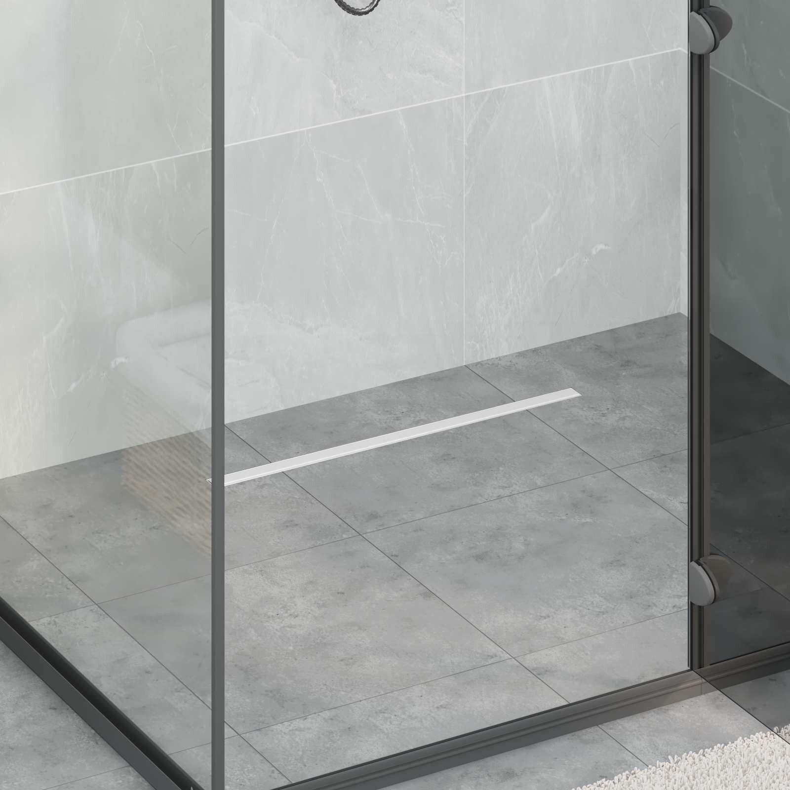 vidaXL 360° Душов отвод с тънък модел Сребристо 60 cm