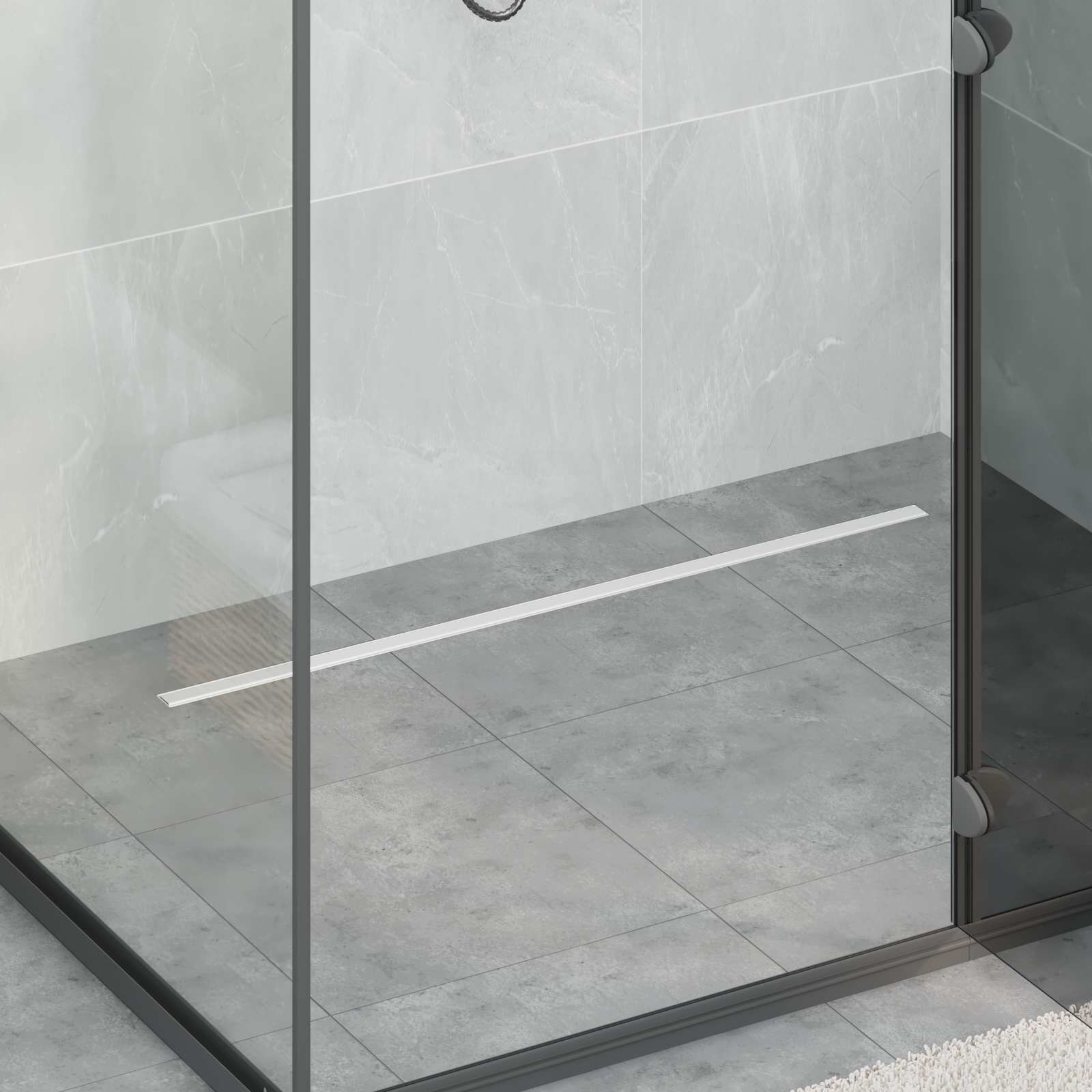 vidaXL 360° Душов отвод с тънък модел Сребристо 90 cm