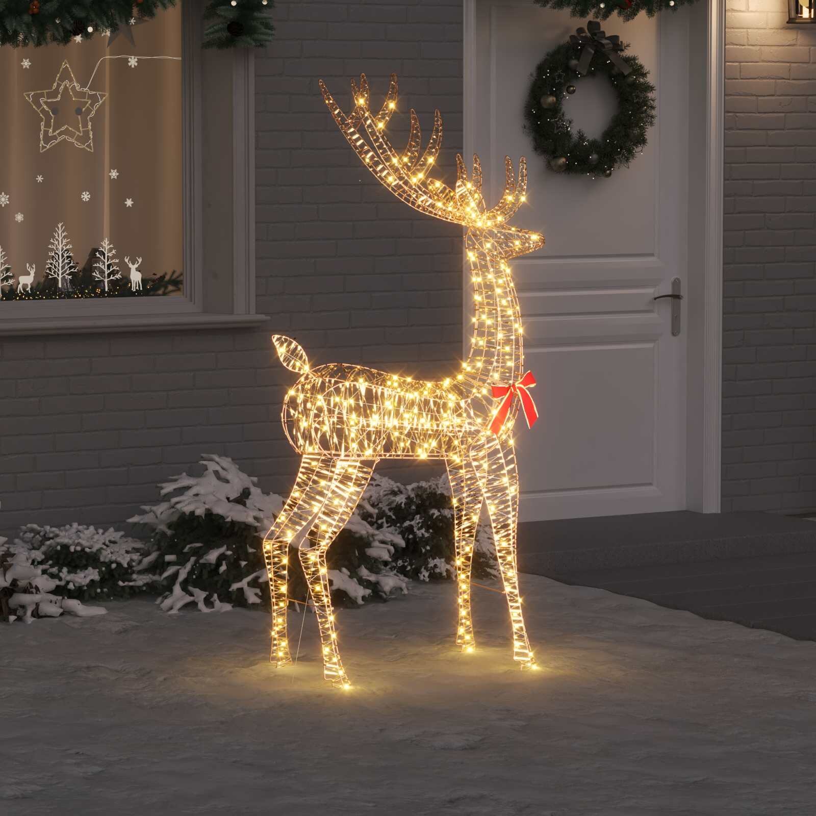 vidaXL 3D елен 250 LED светодиода Топло бяло 96 x 40 x 180 cm PET