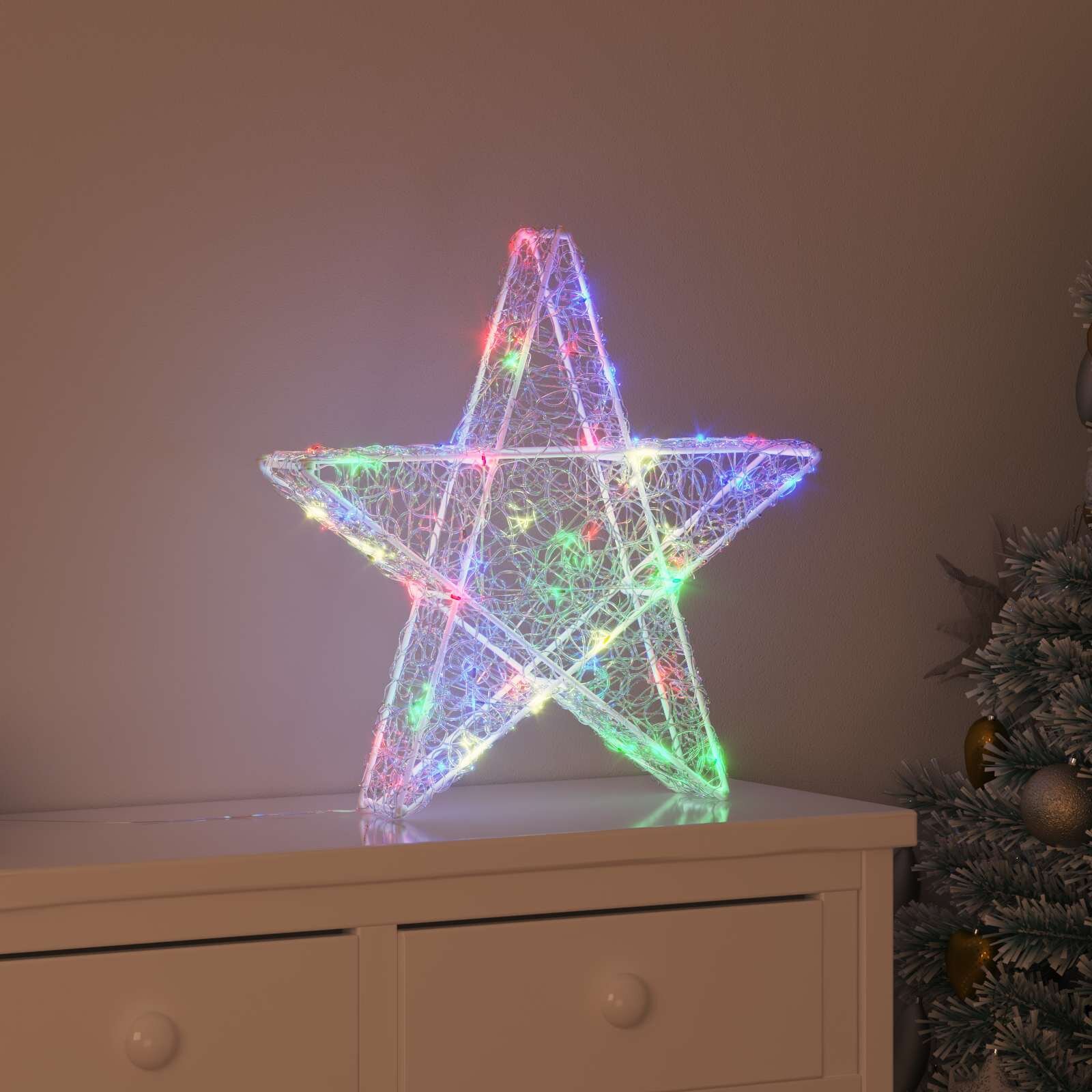 vidaXL 3D звезда 50 LED светодиода Многоцветен 55 x 53.5 x 10 см Акрил