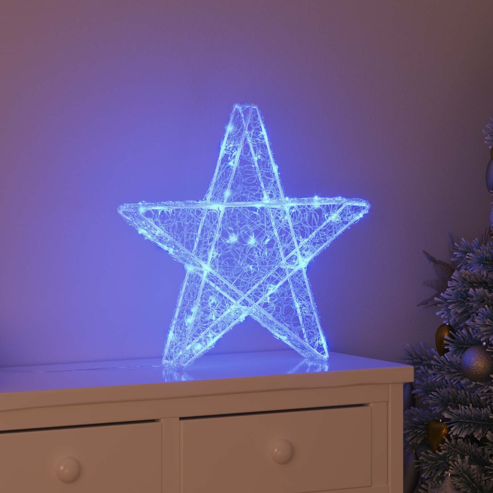 vidaXL 3D звезда 50 LED светодиода Синьо 55 x 53.5 x 10 см Акрил