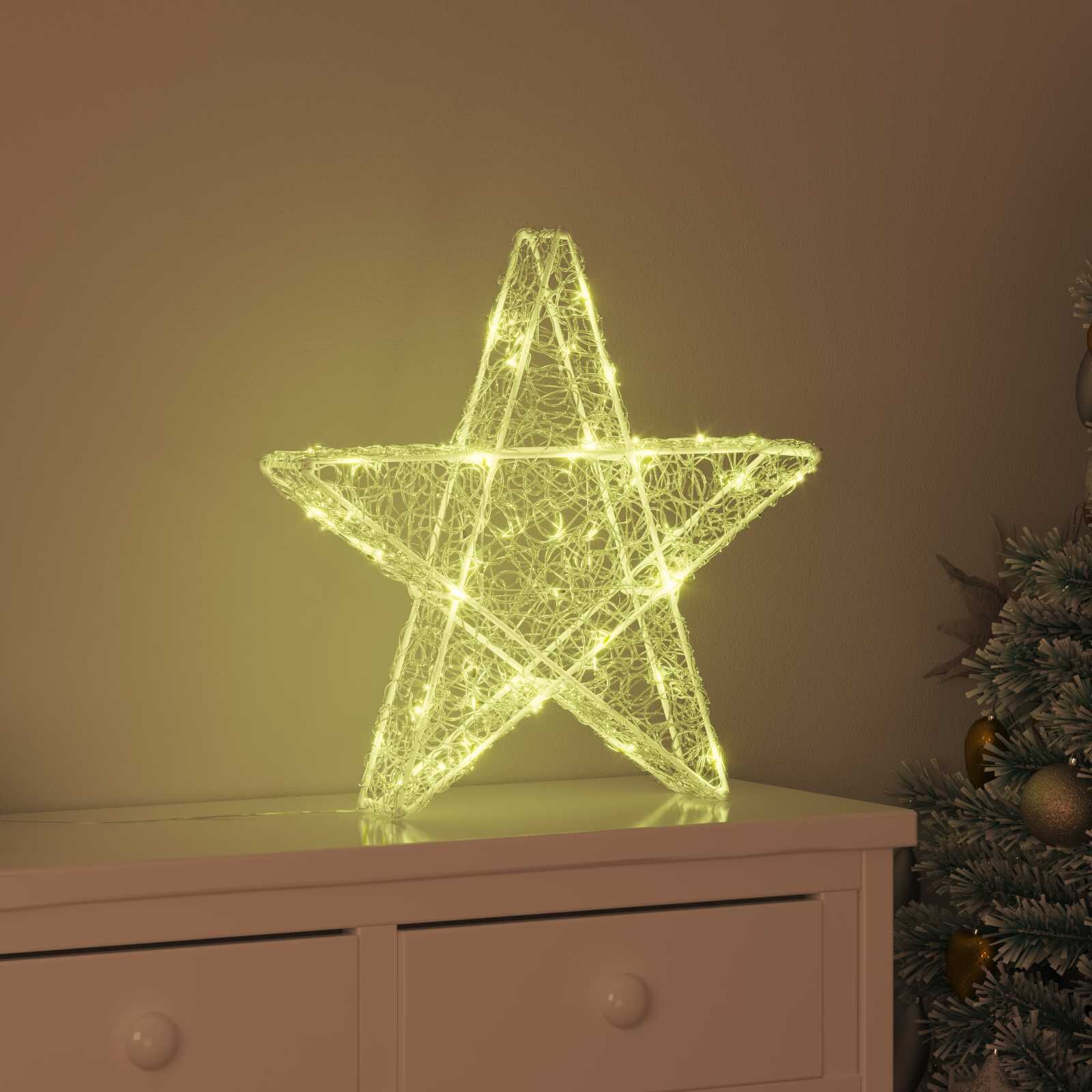 vidaXL 3D звезда 50 LED светодиода Топло бяло 55 x 53.5 x 10 см Акрил