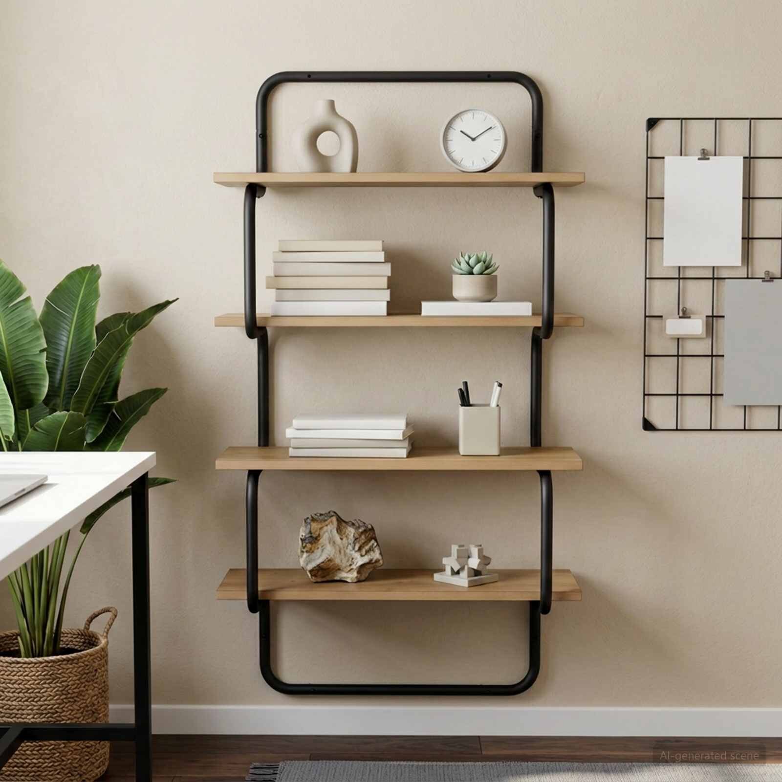 vidaXL 4-етажна стена рафт Дъб артизан 40 x 245 x 104 см