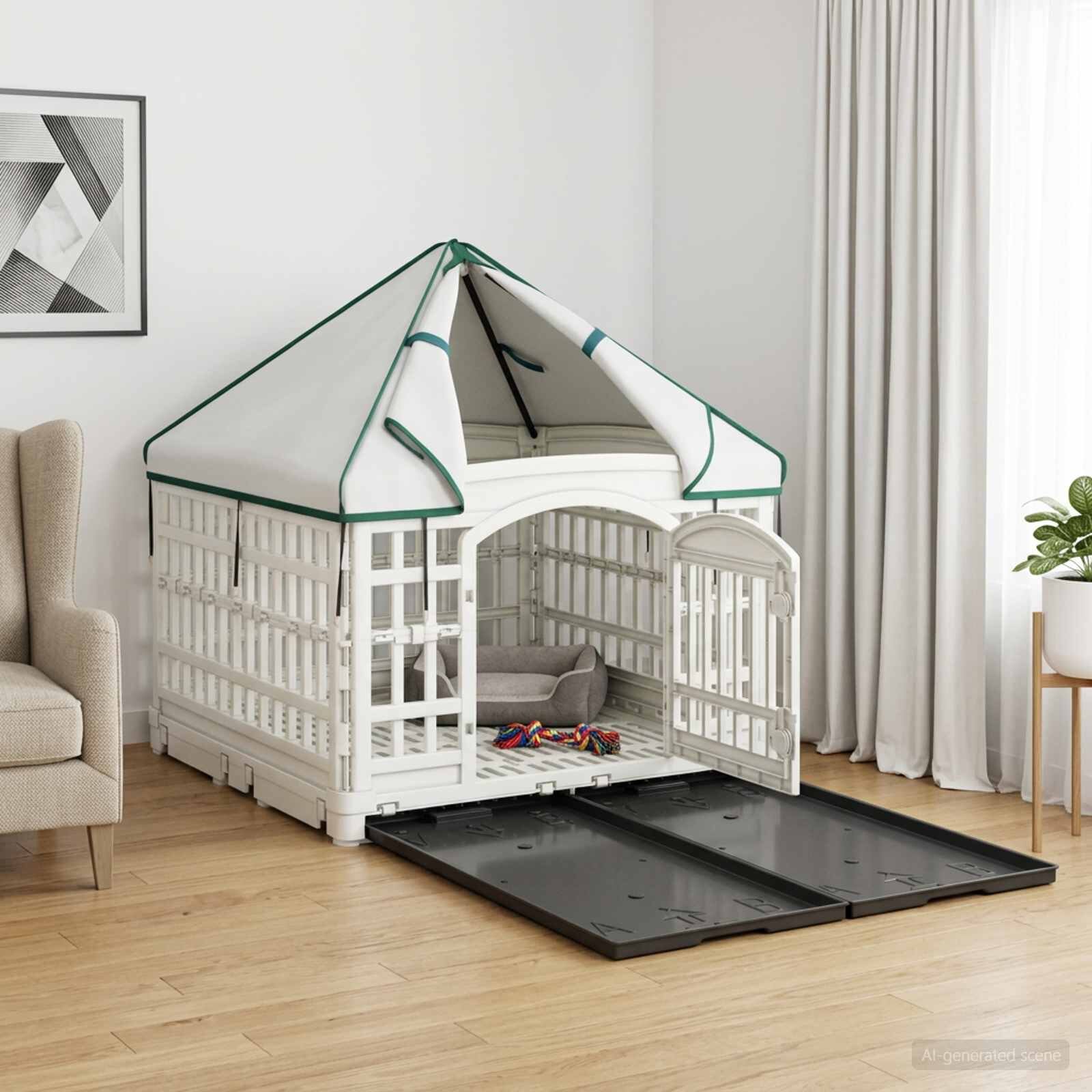 vidaXL 4 панелна клетка за кучета с покрив 1775 x 1545 x 112 см Бяло