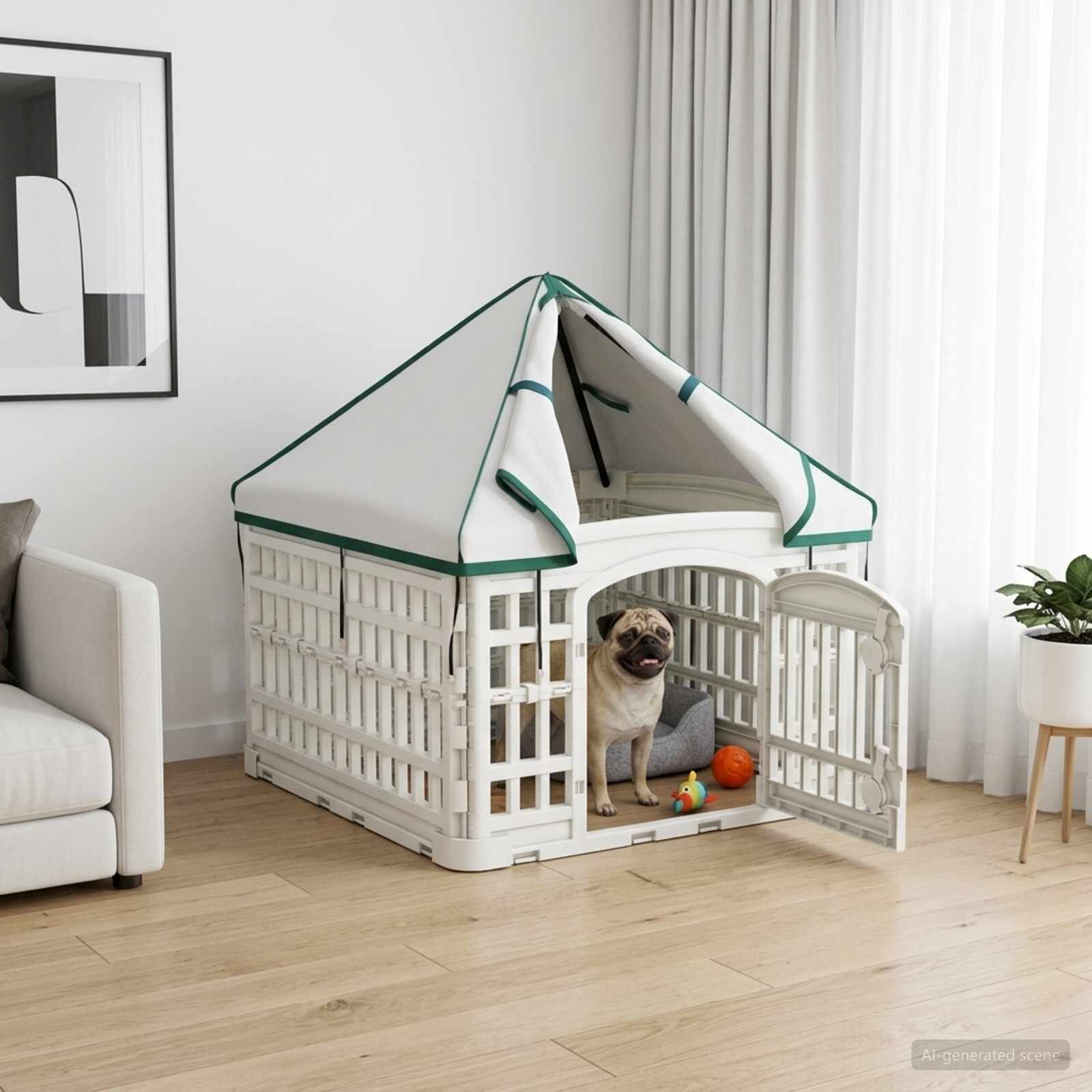 vidaXL 4 панелна клетка за кучета с покрив 60 x 60 x 82 см Пластмаса