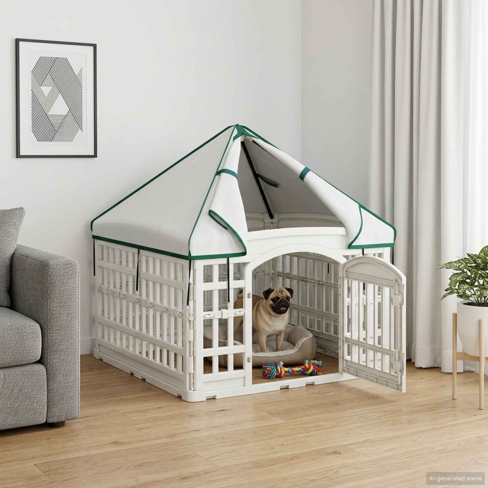 vidaXL 4 панелна клетка за кучета с покрив 88 x 88 x 112 см Пластмаса