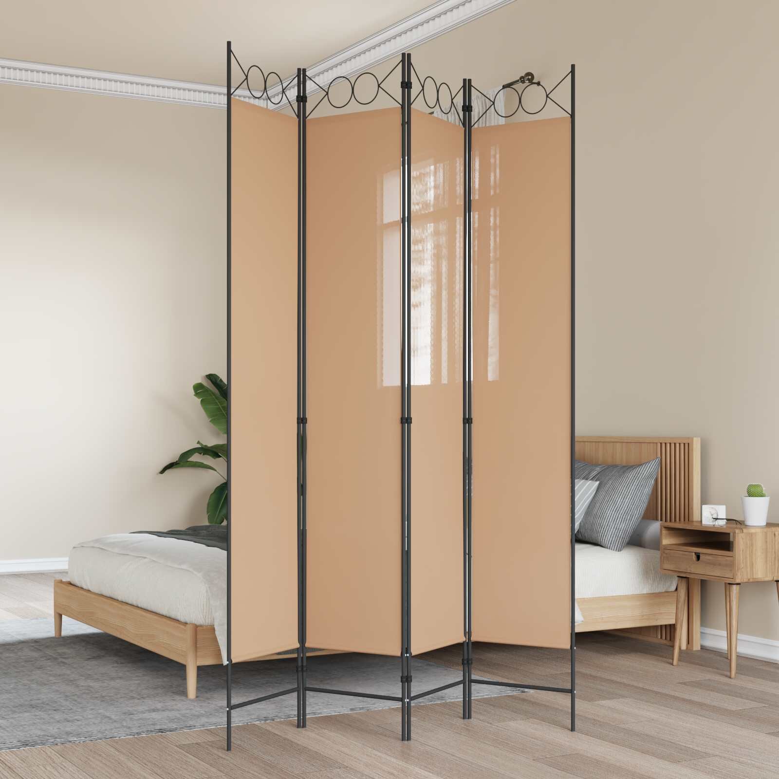vidaXL 4-панелна преграда Бежово 160 x 220 cm Текстил