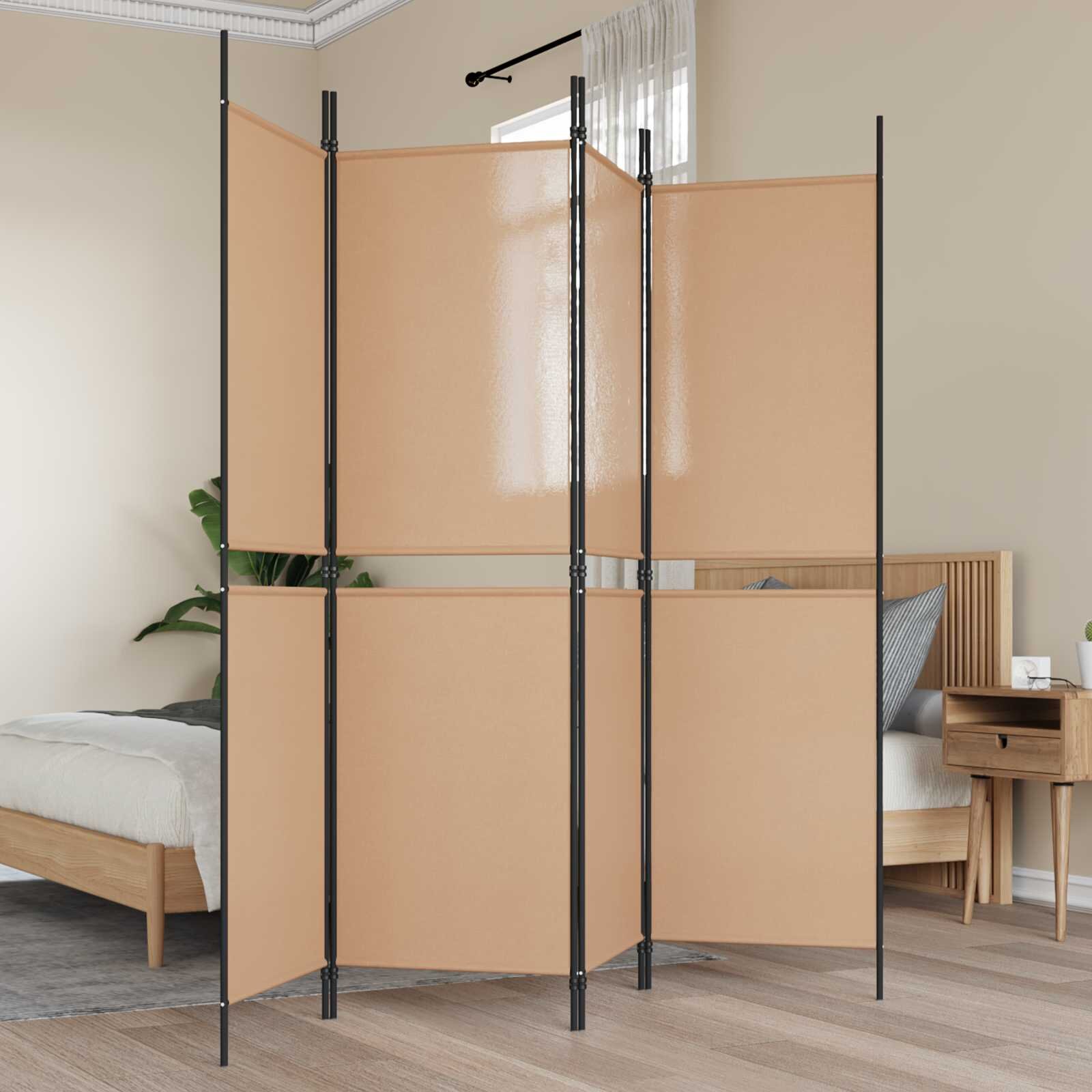 vidaXL 4-панелна преграда Бежово 200 x 180 cm Текстил