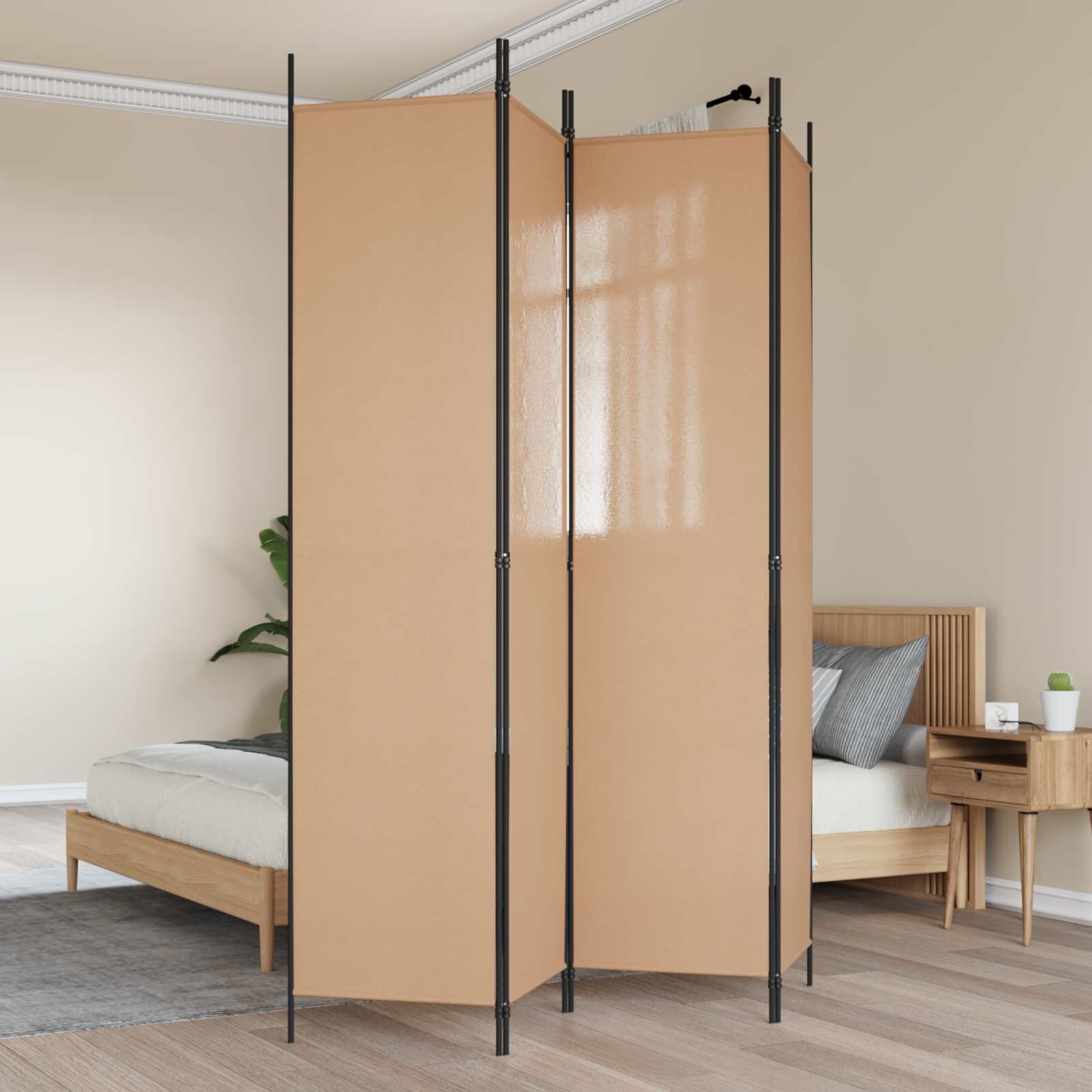 vidaXL 4-панелна преграда Бежово 200 x 220 cm Текстил