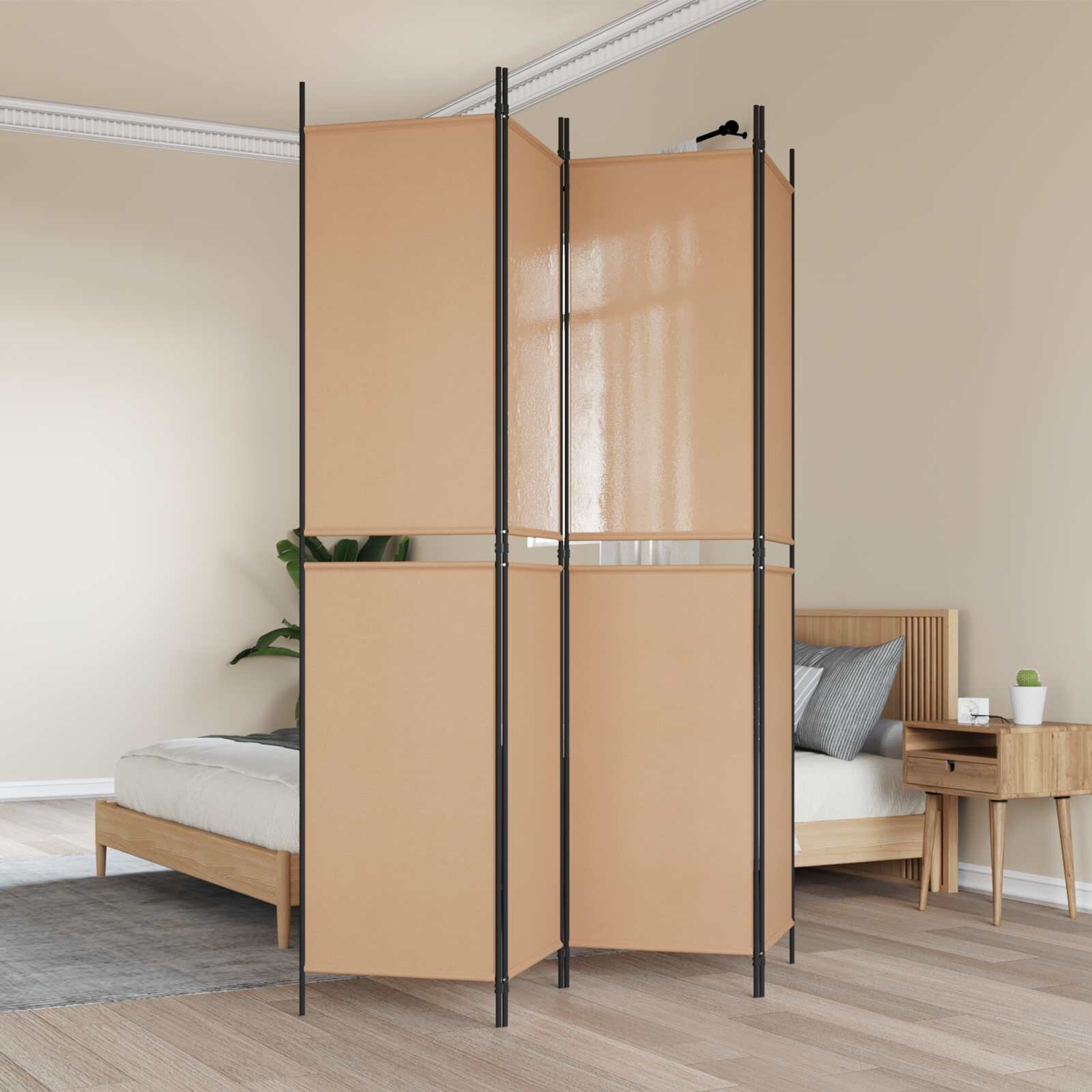 vidaXL 4-панелна преграда Бежово 200 x 220 cm Текстил
