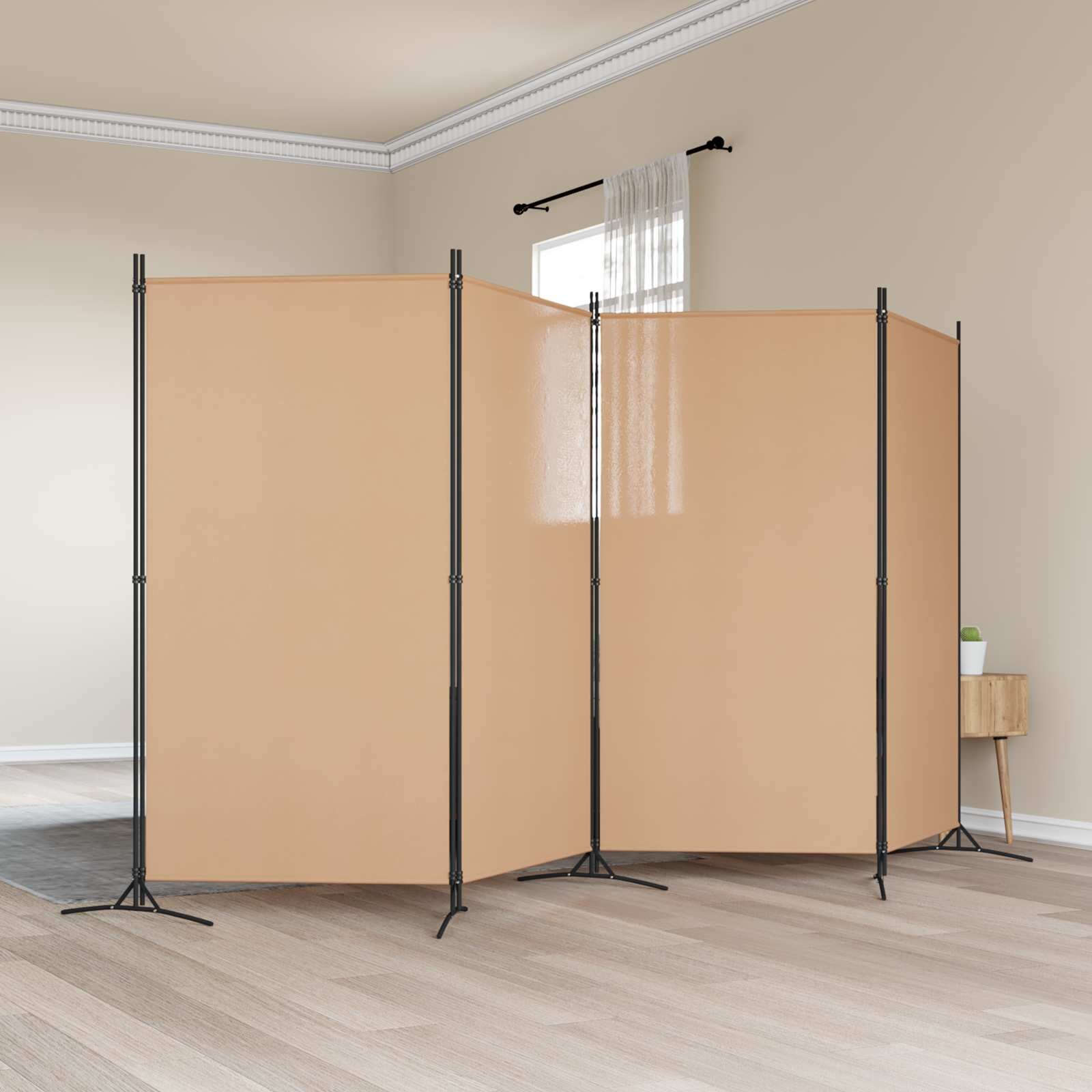vidaXL 4-панелна преграда Бежово 346 x 180 cm Текстил