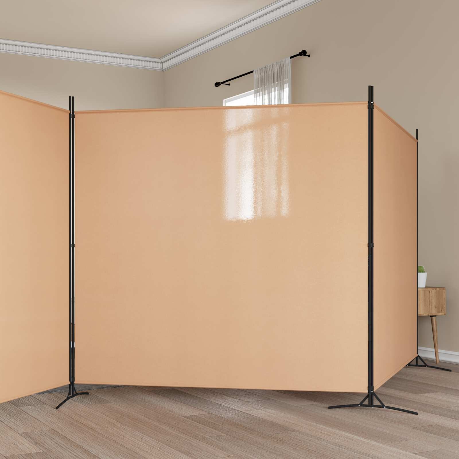 vidaXL 4-панелна преграда Бежово 525 x 180 cm Текстил