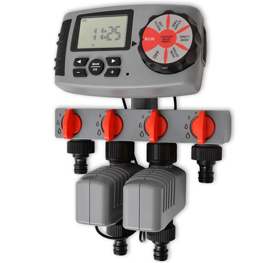 vidaXL 42352 Автоматичен напоител с 4 станции 3 V