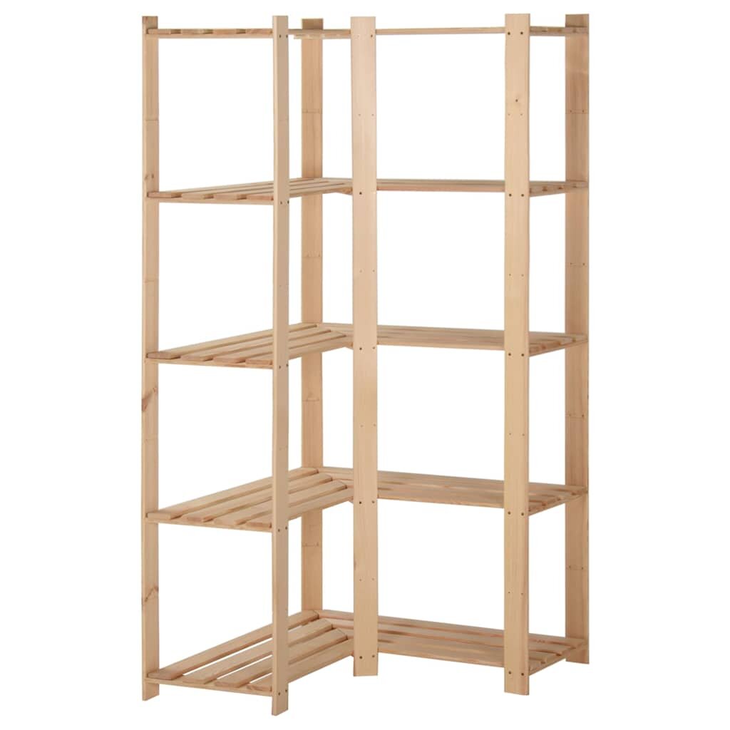 vidaXL 5-етажен ъглов стелаж 825x825x170 см бор масив