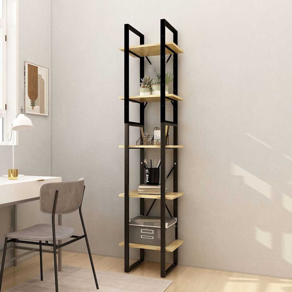 vidaXL 5-етажна библиотека 40x30x175 см бор
