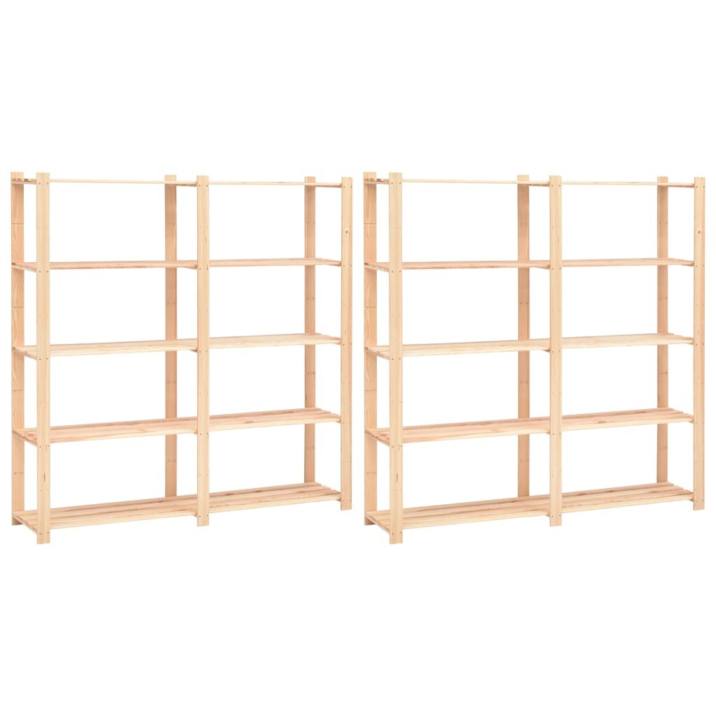 vidaXL 5-етажни стелажи 2 бр 170x38x170 см бор масив 500 кг