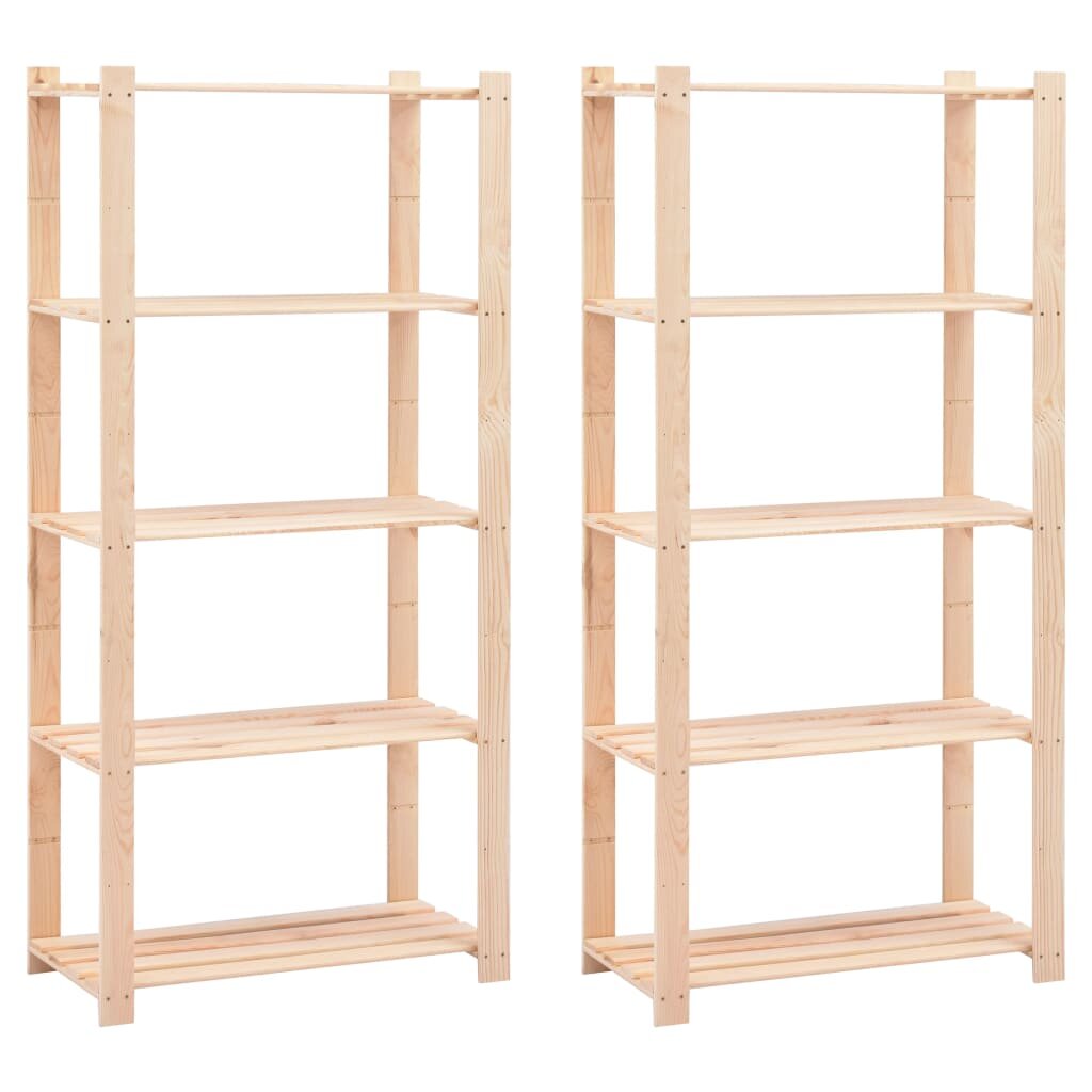 vidaXL 5-етажни стелажи 2 бр 80x38x170 см бор масив 250 кг