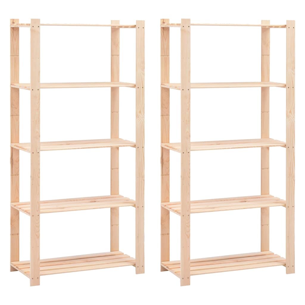 vidaXL 5-етажни стелажи 2 бр 80x38x170 см бор масив 250 кг