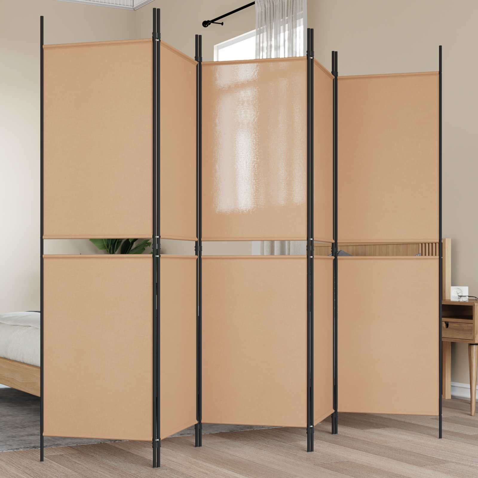vidaXL 5- панелен разделител за стая Бежово 250 x 180 cm Текстил