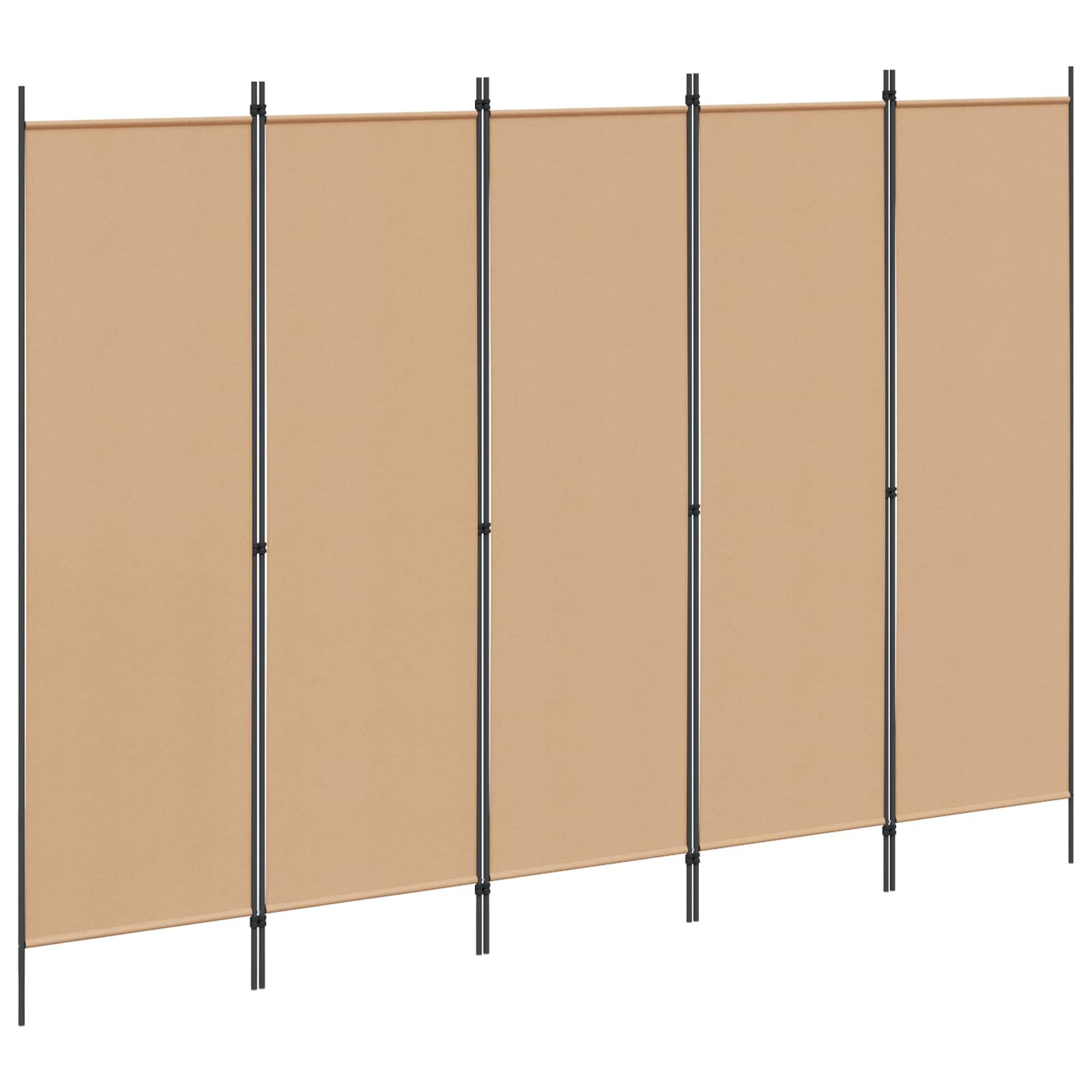 vidaXL 5-панелна преграда Бежово 250 x 180 cm Текстил