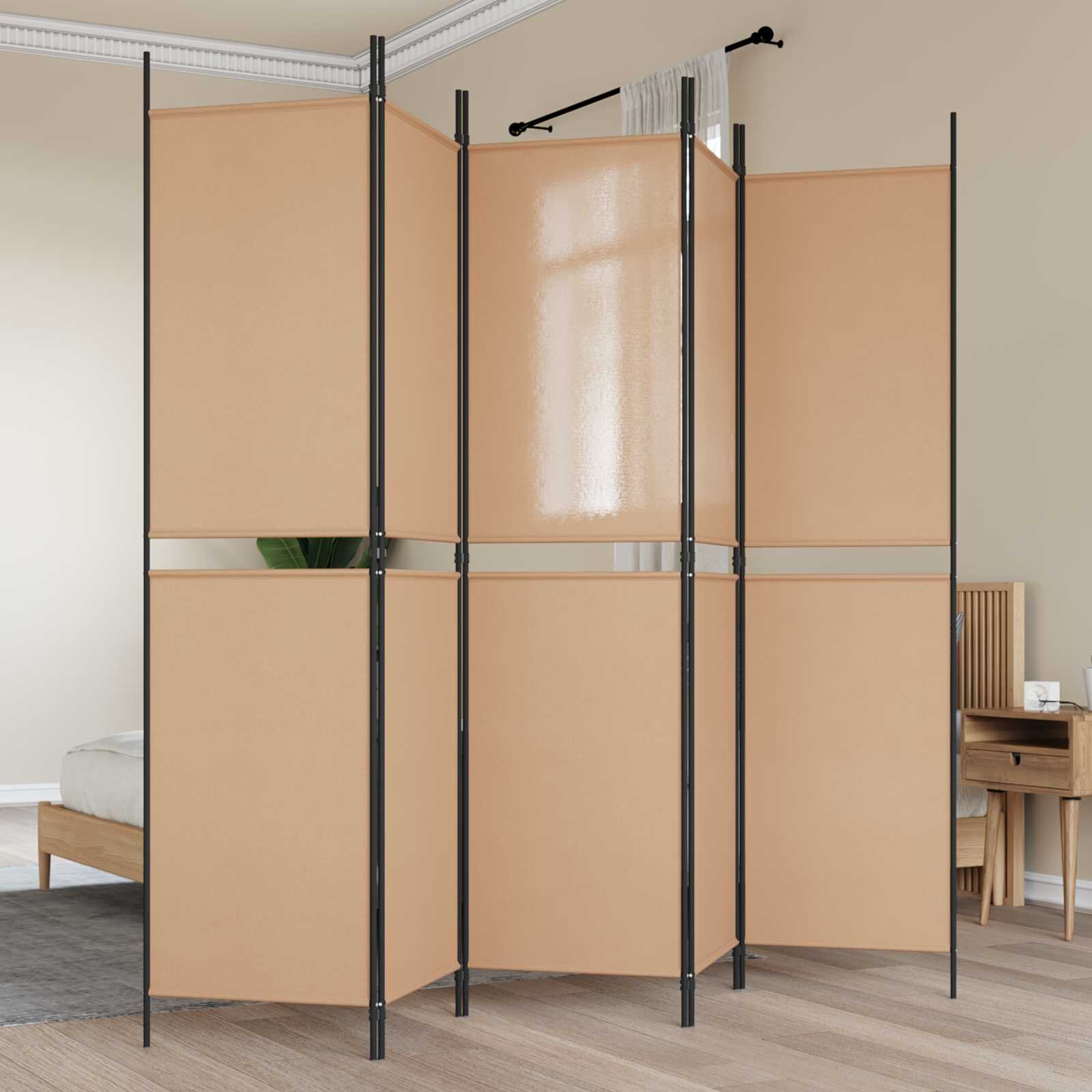vidaXL 5-панелна преграда Бежово 250 x 200 cm Текстил