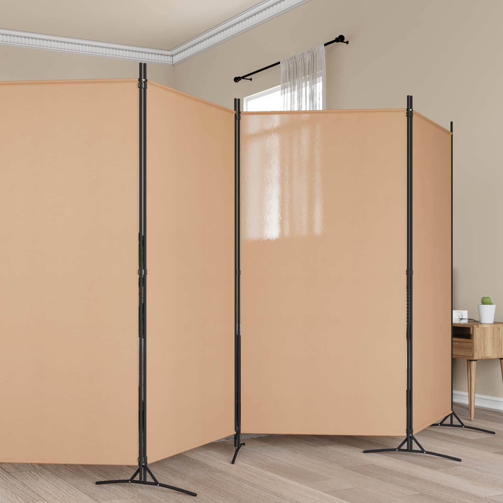 vidaXL 5-панелна преграда Бежово 433 x 180 cm Текстил