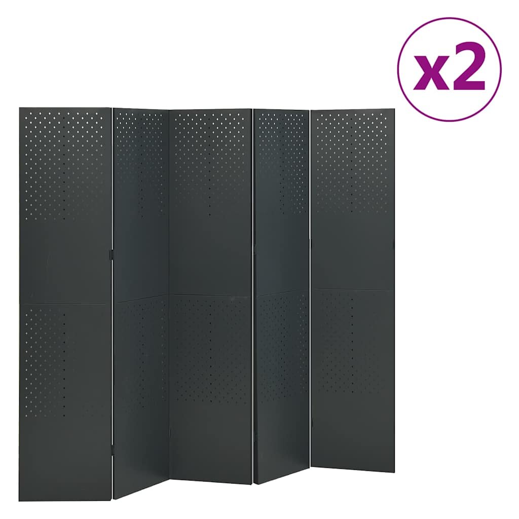 vidaXL 5-панелни паравани за стая 2 бр антрацит 200x180 см стомана