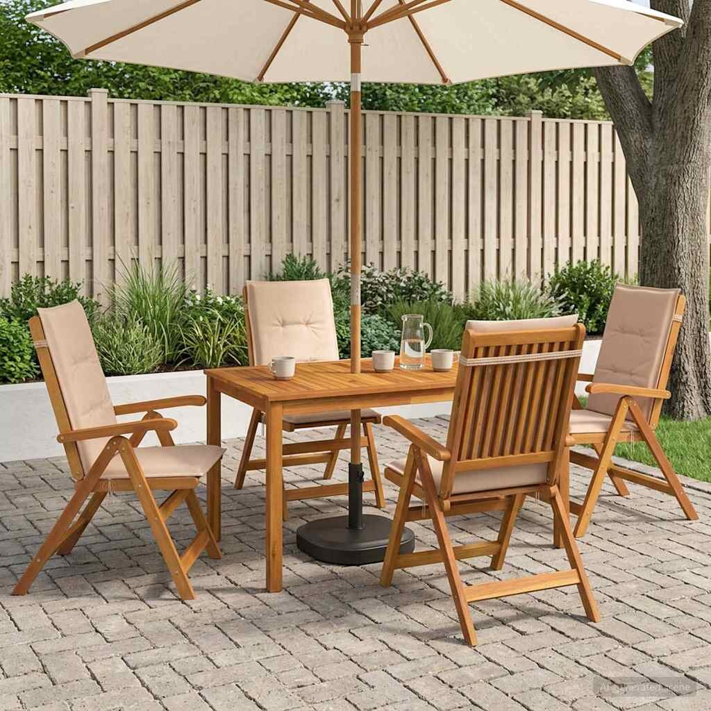 vidaXL 5-Piece Garden Dining Set 4-местни Бежово