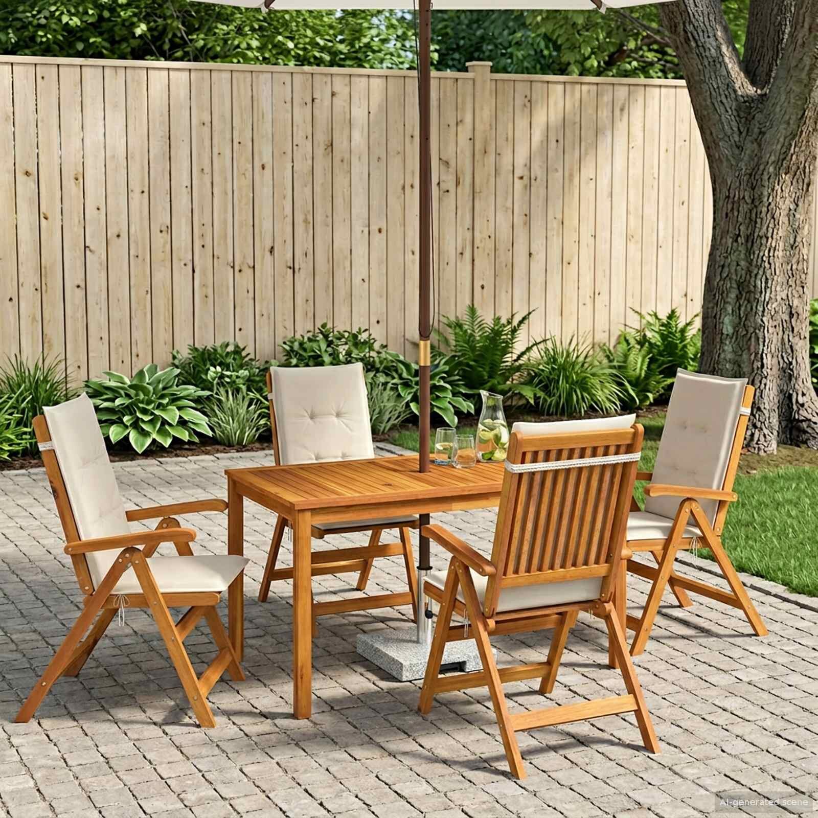 vidaXL 5-Piece Garden Dining Set Натурално Солидно акациево дърво