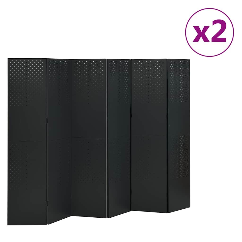 vidaXL 6-панелни паравани за стая 2 бр черни 240x180 см стомана