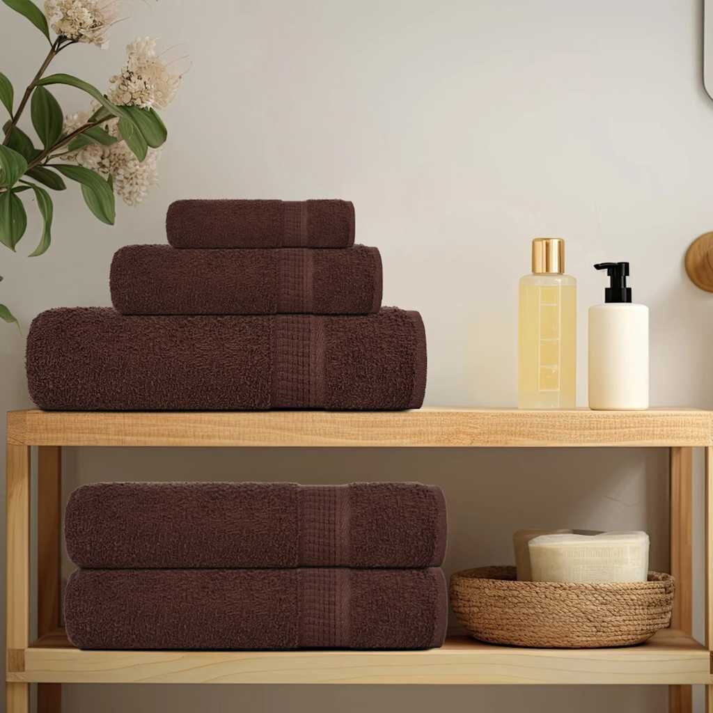 vidaXL 6 Piece Towel Set Brown 360 gsm 100% Cotton - Untranslated
