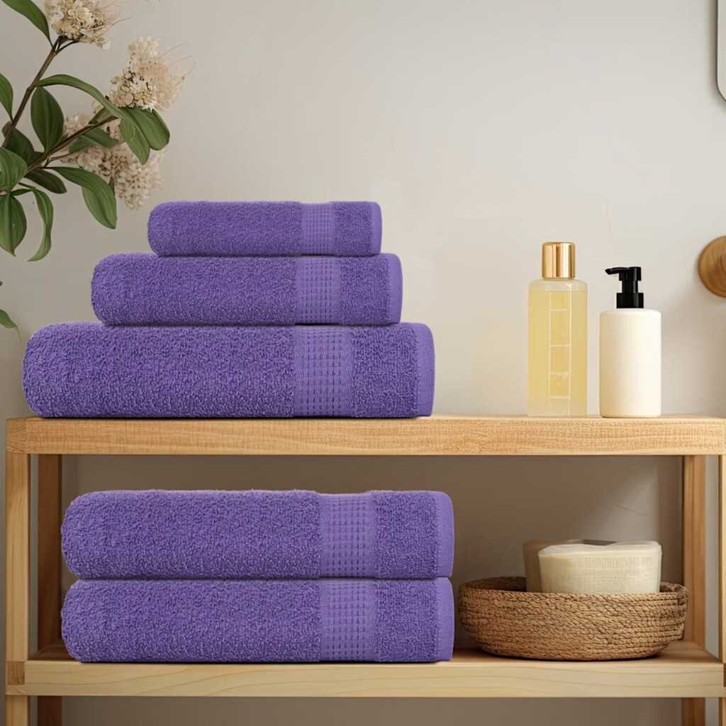 vidaXL 6 Piece Towel Set Purple 360 gsm 100% Cotton - Untranslated