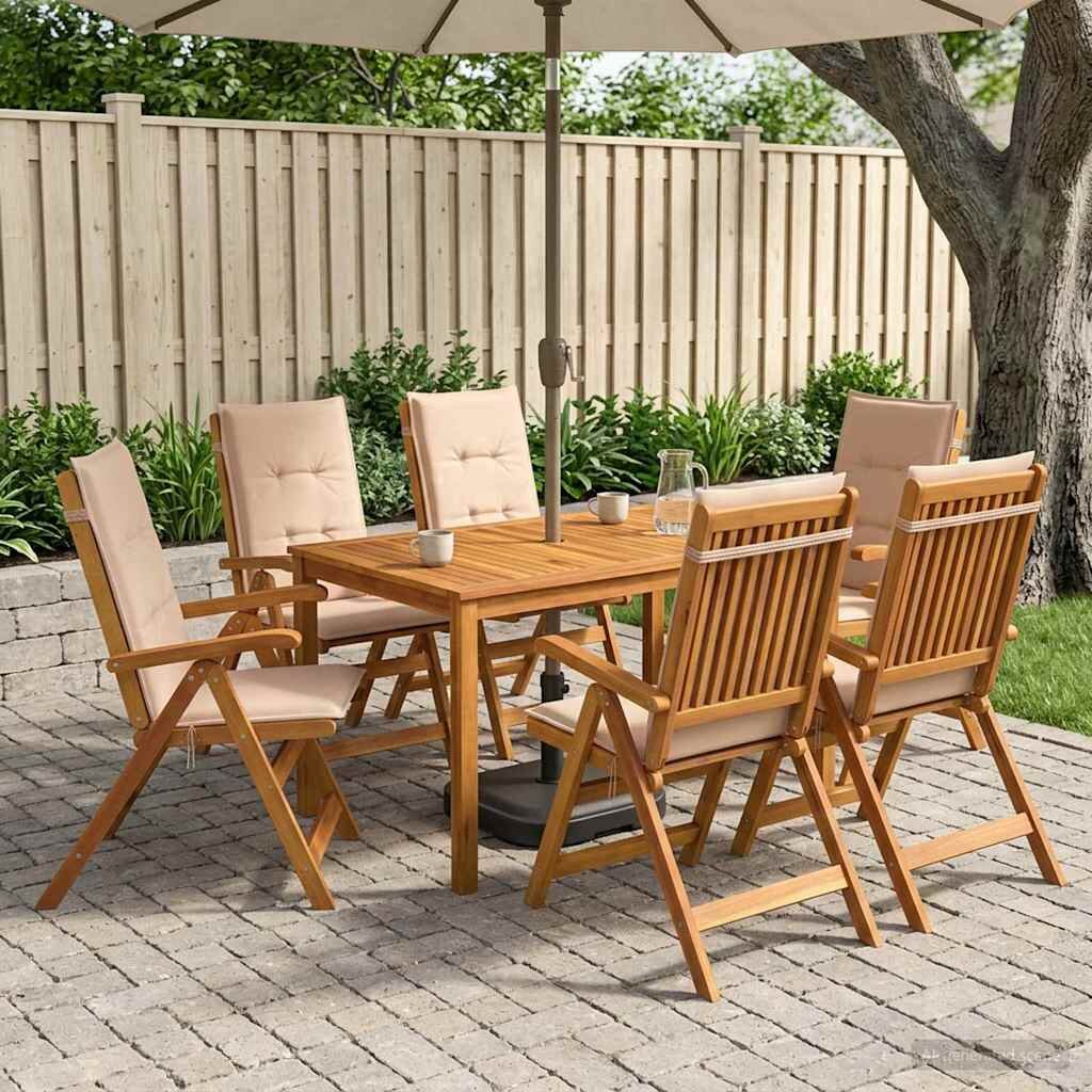 vidaXL 7-Piece Garden Dining Set 6-местни Бежово