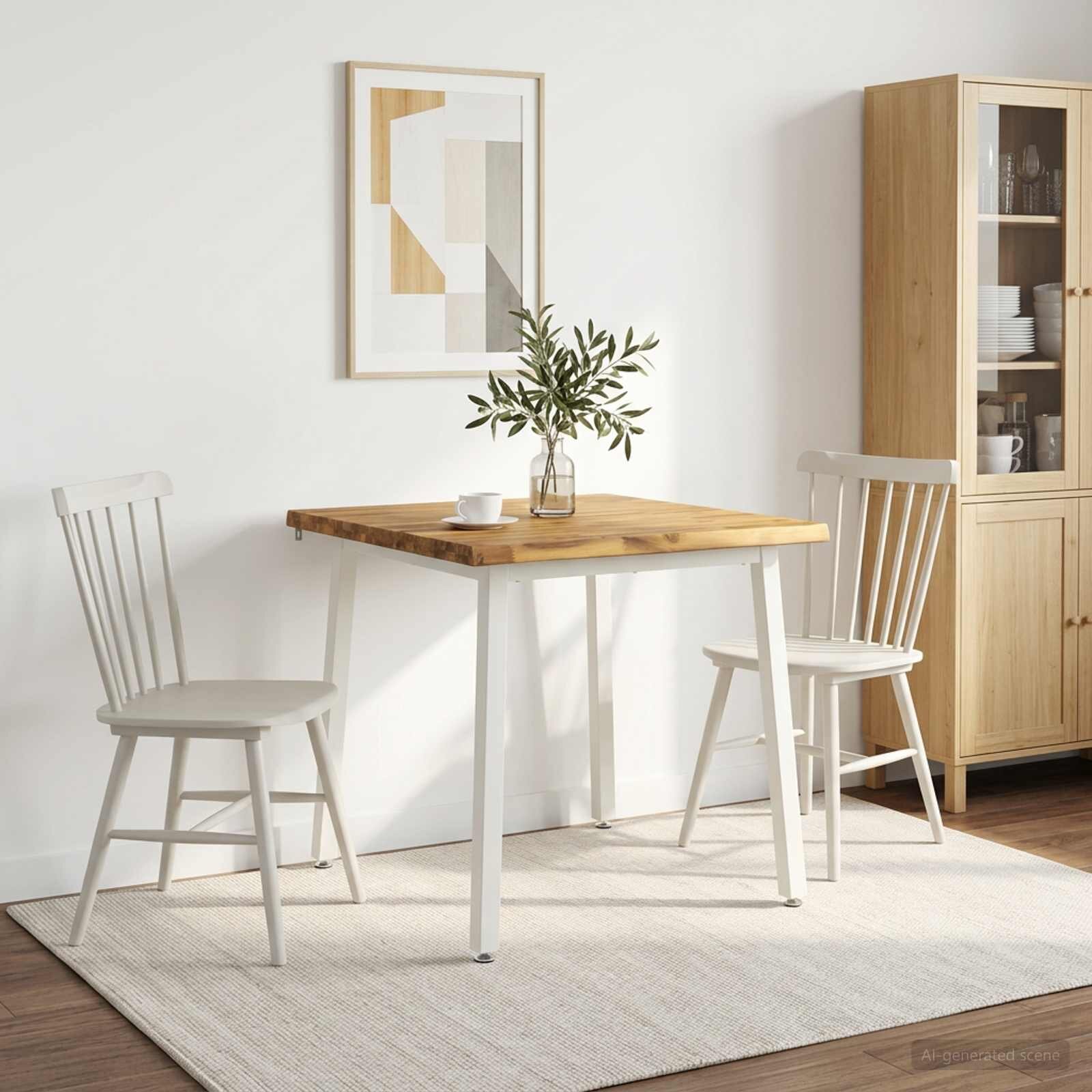 vidaXL 70 x 70 x 75 cm Солидно акациево дърво Бяло Квадратна