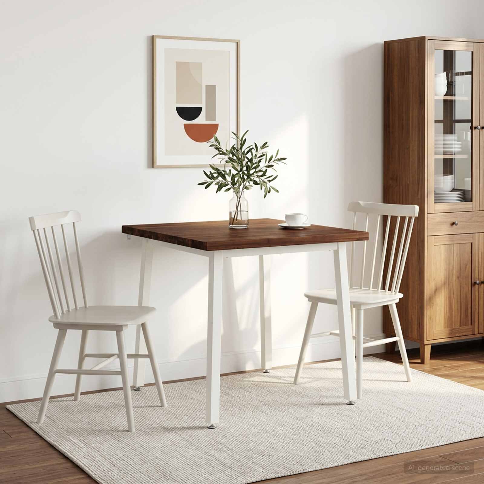 vidaXL 70 x 70 x 75 cm Солидно акациево дърво Тъмен кафяв и бяло