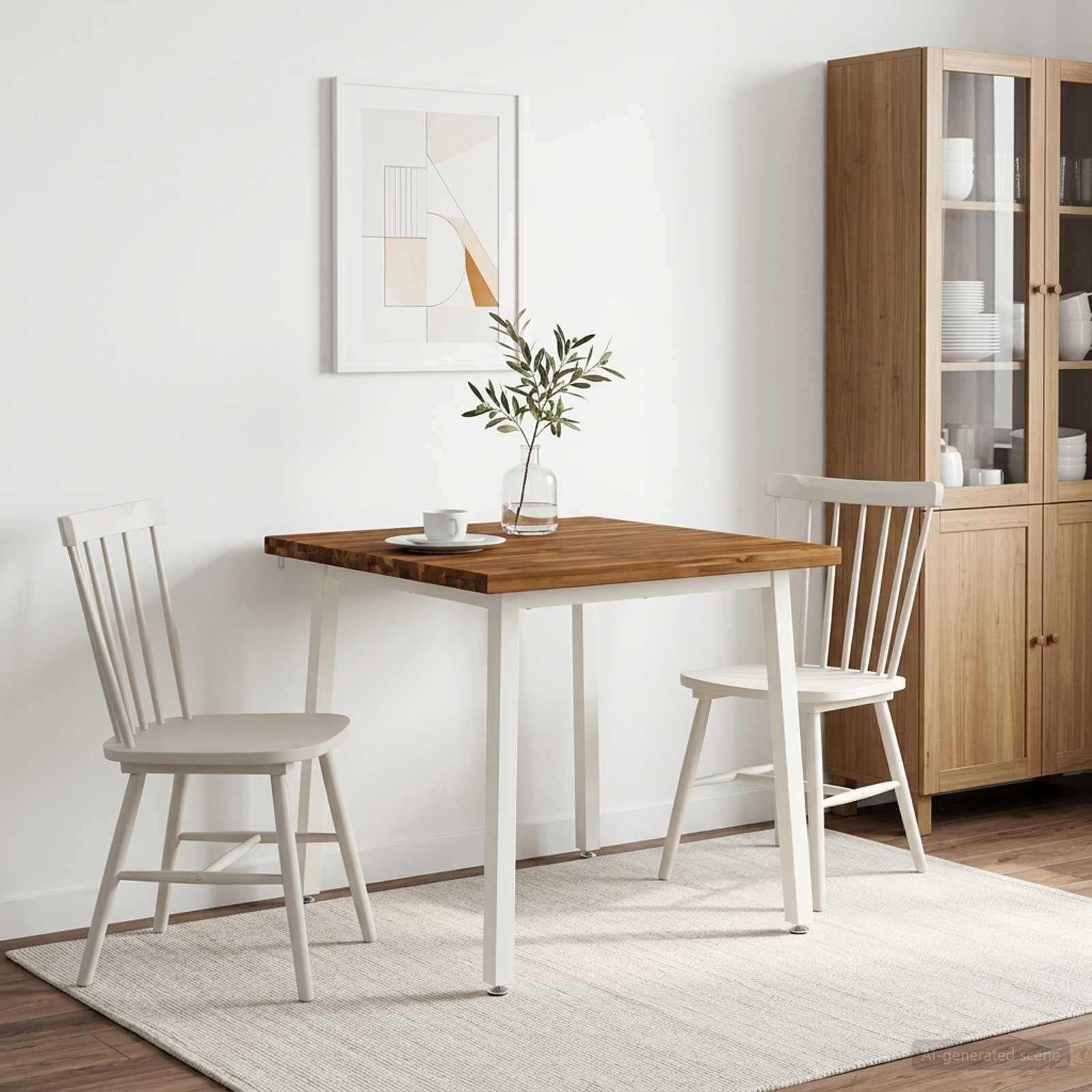 vidaXL 80 x 80 x 75 cm Солидно акациево дърво Естествено и бяло