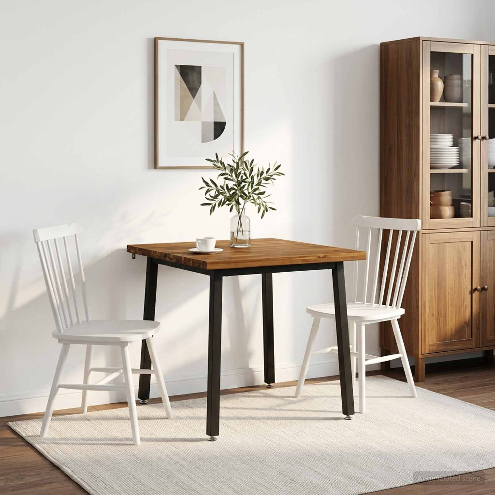 vidaXL 80 x 80 x 75 cm Солидно акациево дърво Естествено и черно