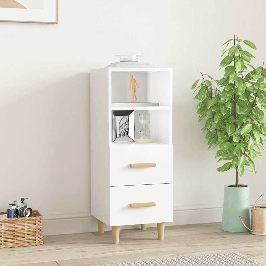 vidaXL 812363 Сайдборд бял гланц 345x34x90 см инженерно дърво