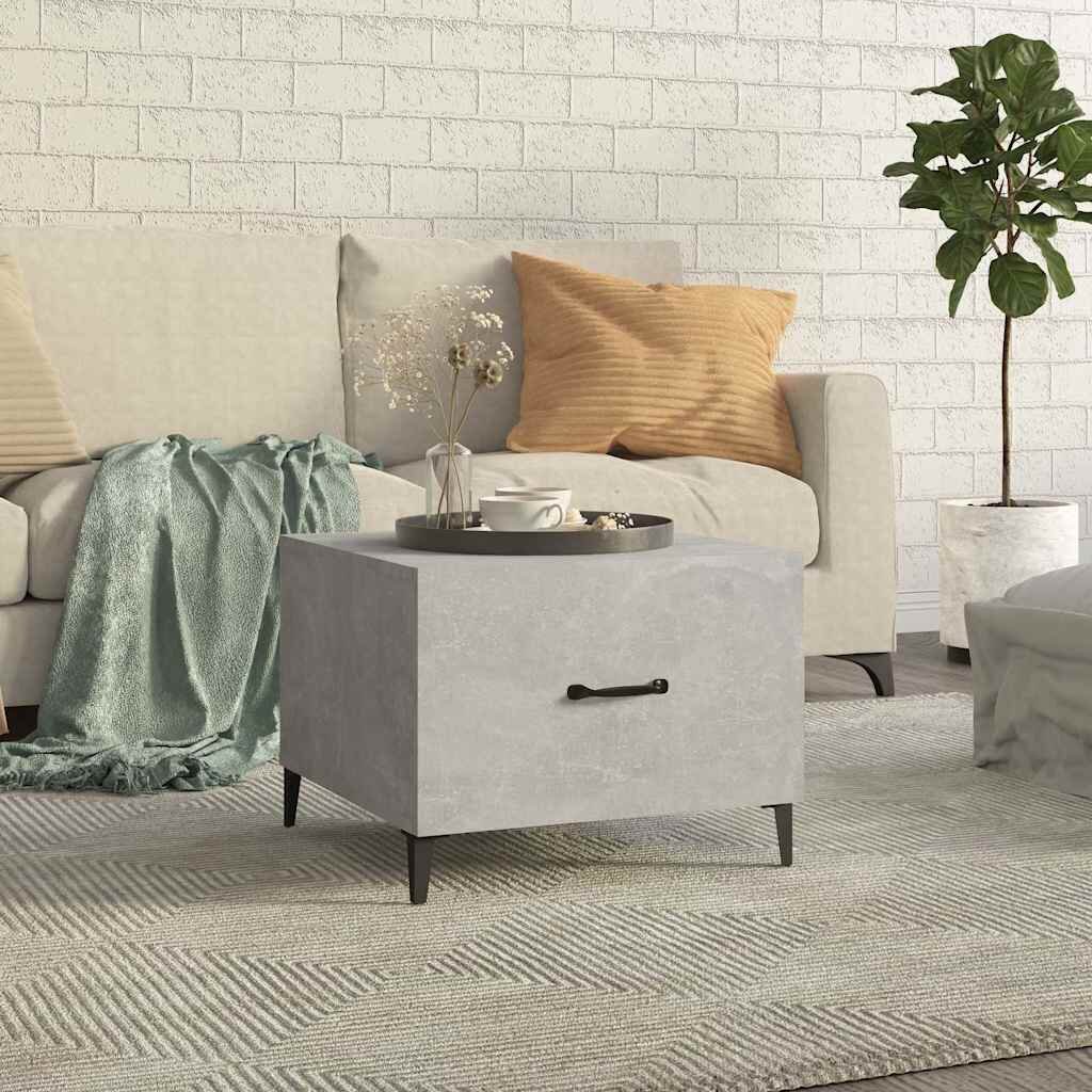 vidaXL 812734 Маса за кафе с метални крака Бетонно сиво 50x50x40 см