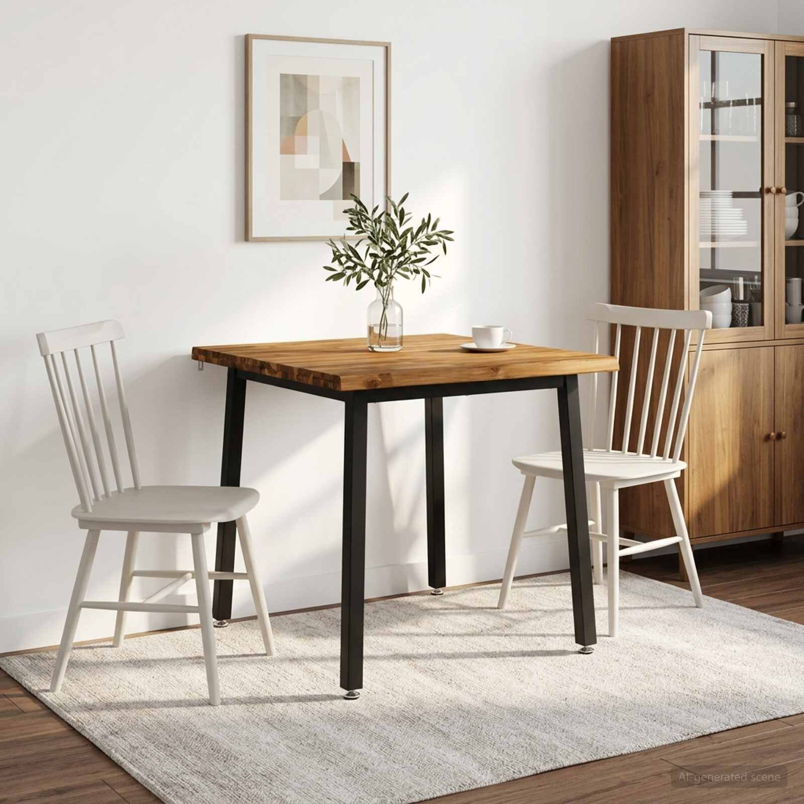 vidaXL 90 x 90 x 75 cm Солидно акациево дърво Естествено и черно